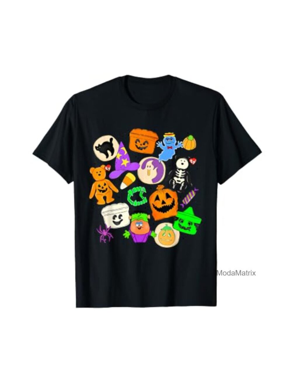 Retro 90s Halloween Ghost Collage Graphic Tee Short Sleeve Cotton